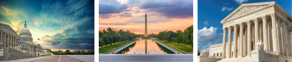 Capitol Building, Washington Memorial, Lincoln Memorial